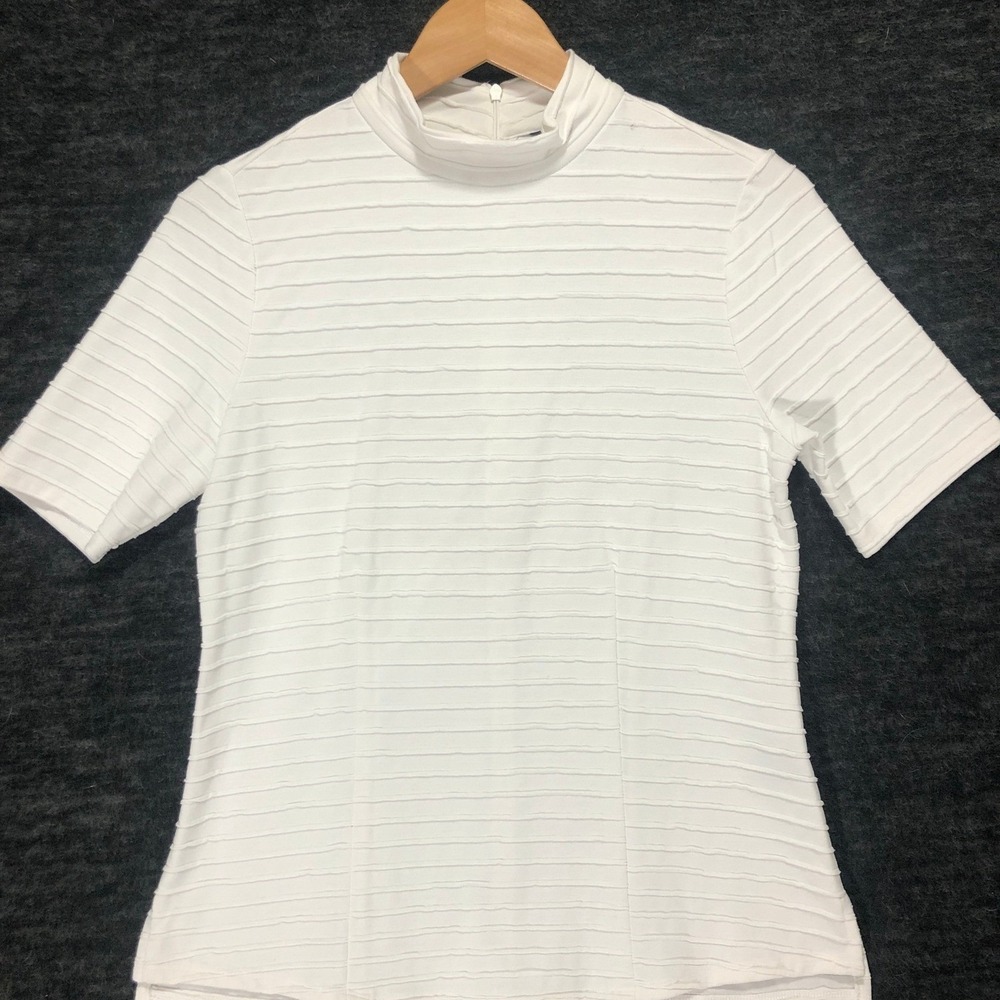 Simply Vera Vera Wang Mock Neck Top Textured Short Sleeve White Size S